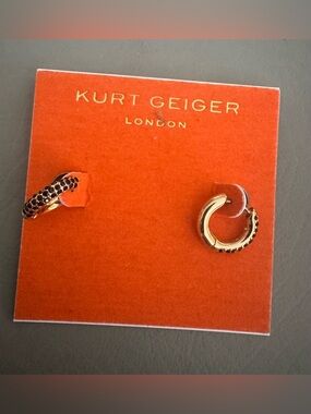 New Kurt Geiger Black Crystal Huggie Hoop Earrings